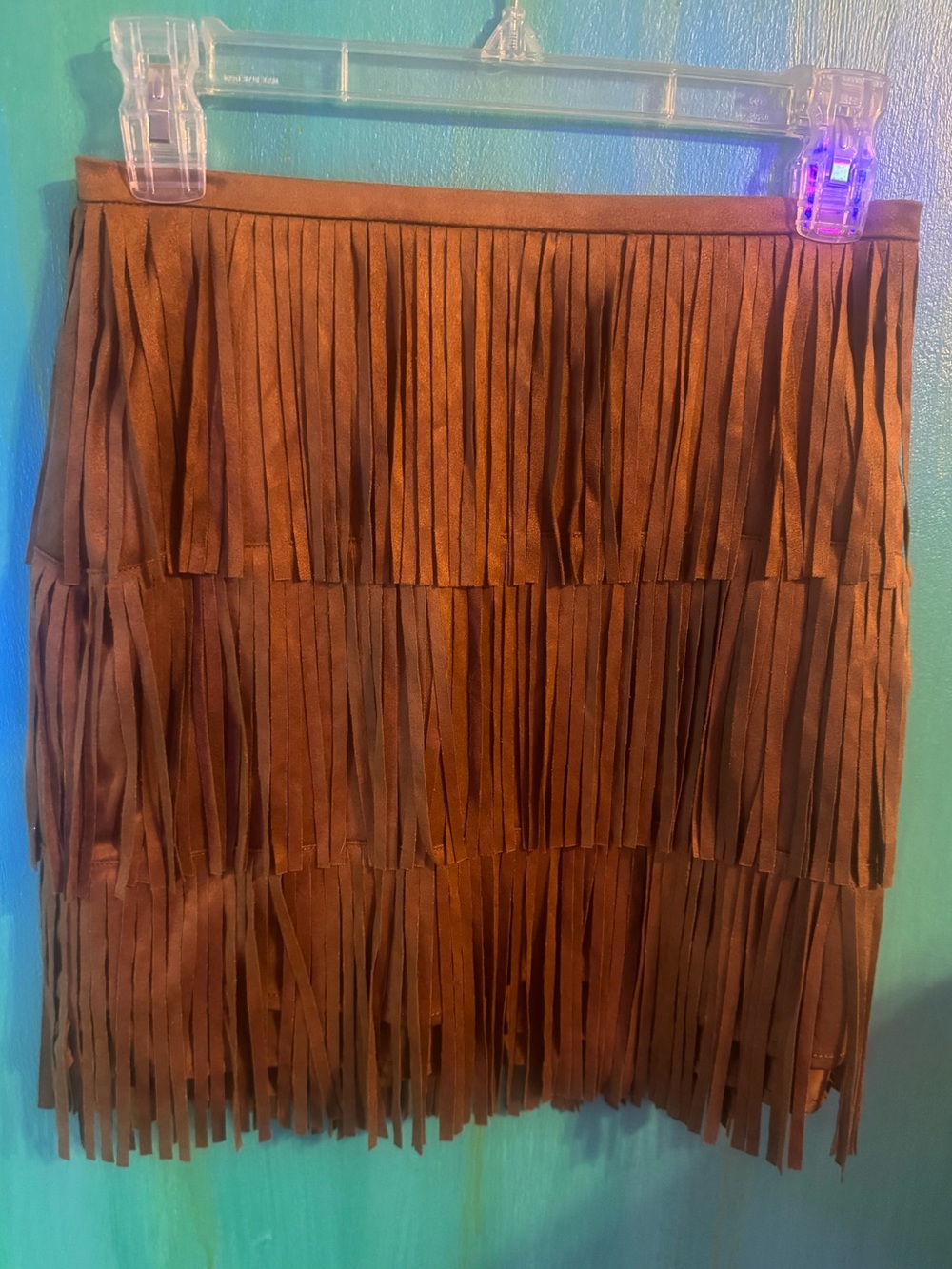 Brand New Brown Fringe Mini Skirt Size 2